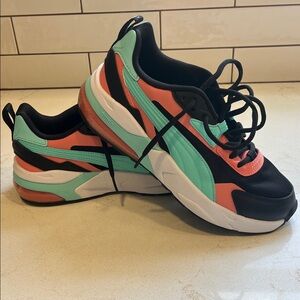 Puma Women's Sneakers in Black, Coral, and Mint